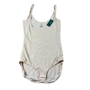 BODY BEAUTIFUL Nude Seamless Shaping Bodysuit Gusset Women's Large NWT Slim